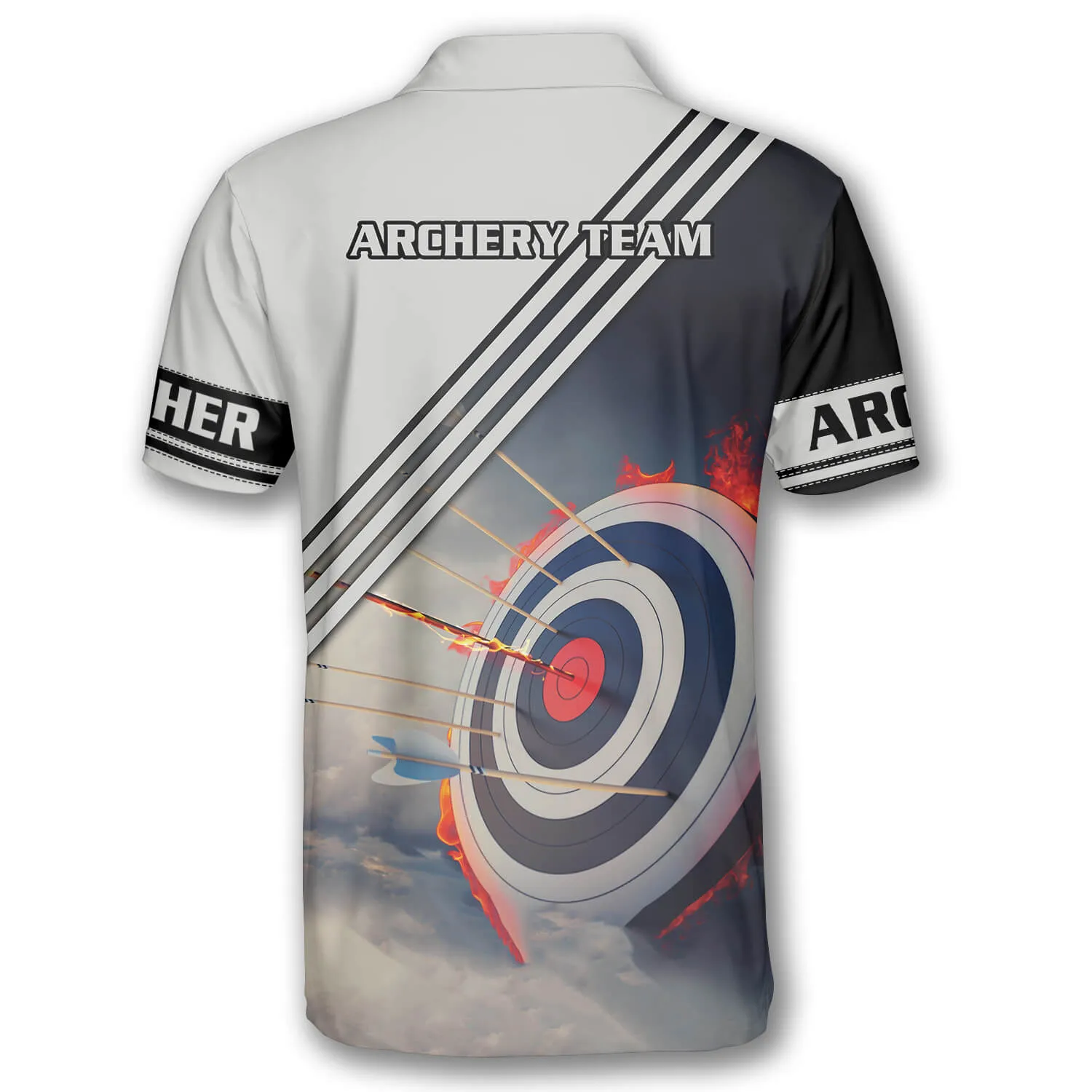 3D All Over Print Archery Target On Fire Custom Archery Polo Shirts for Men, Archery 3D Shirt