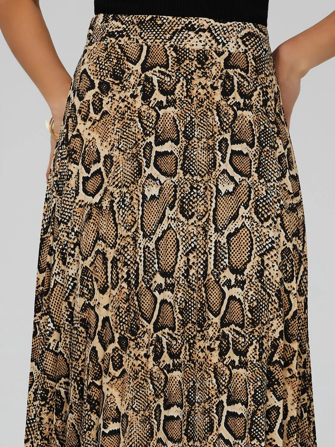 Animal Print Pleated Skirt