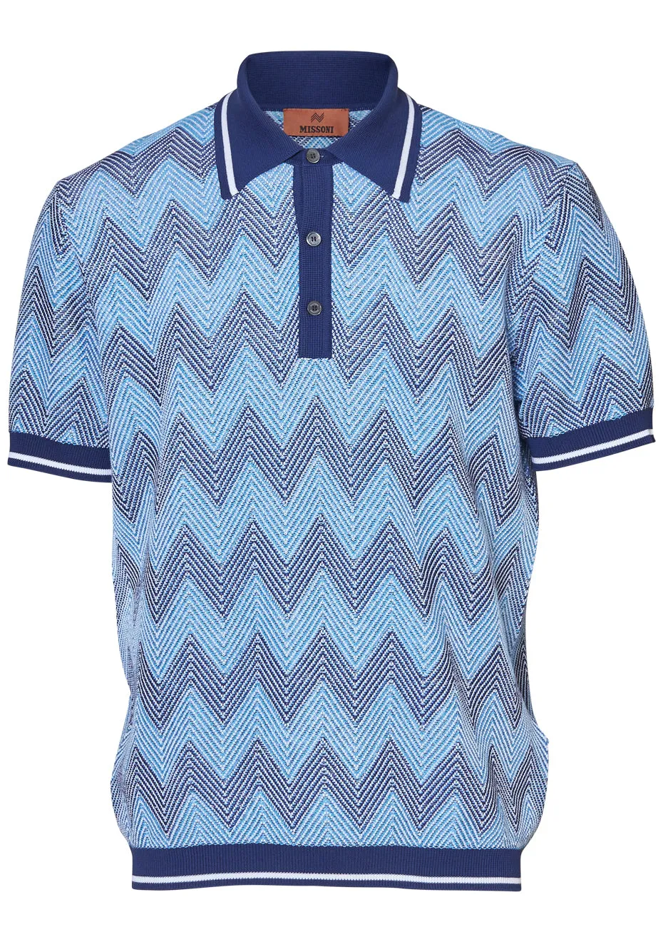 Short Sleeve Polo Blue Cotton