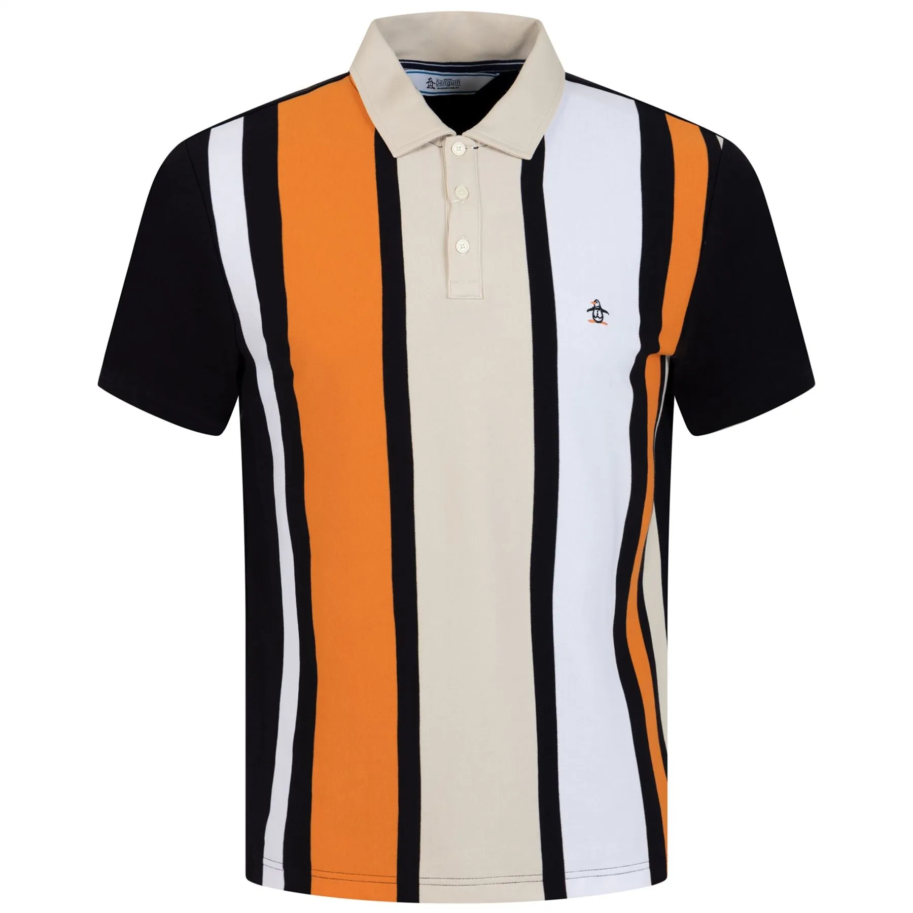 Archive Organic Cotton Interlock Vertical Stripe Polo True Black - AW23