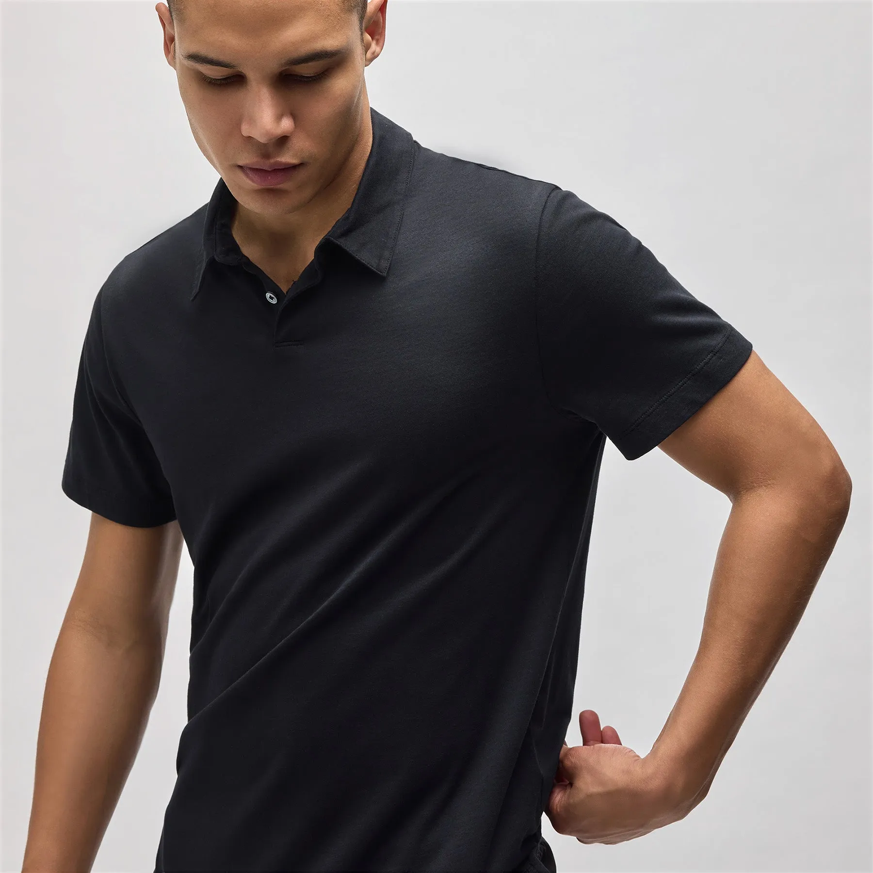 Brushed Lotus Polo - Black