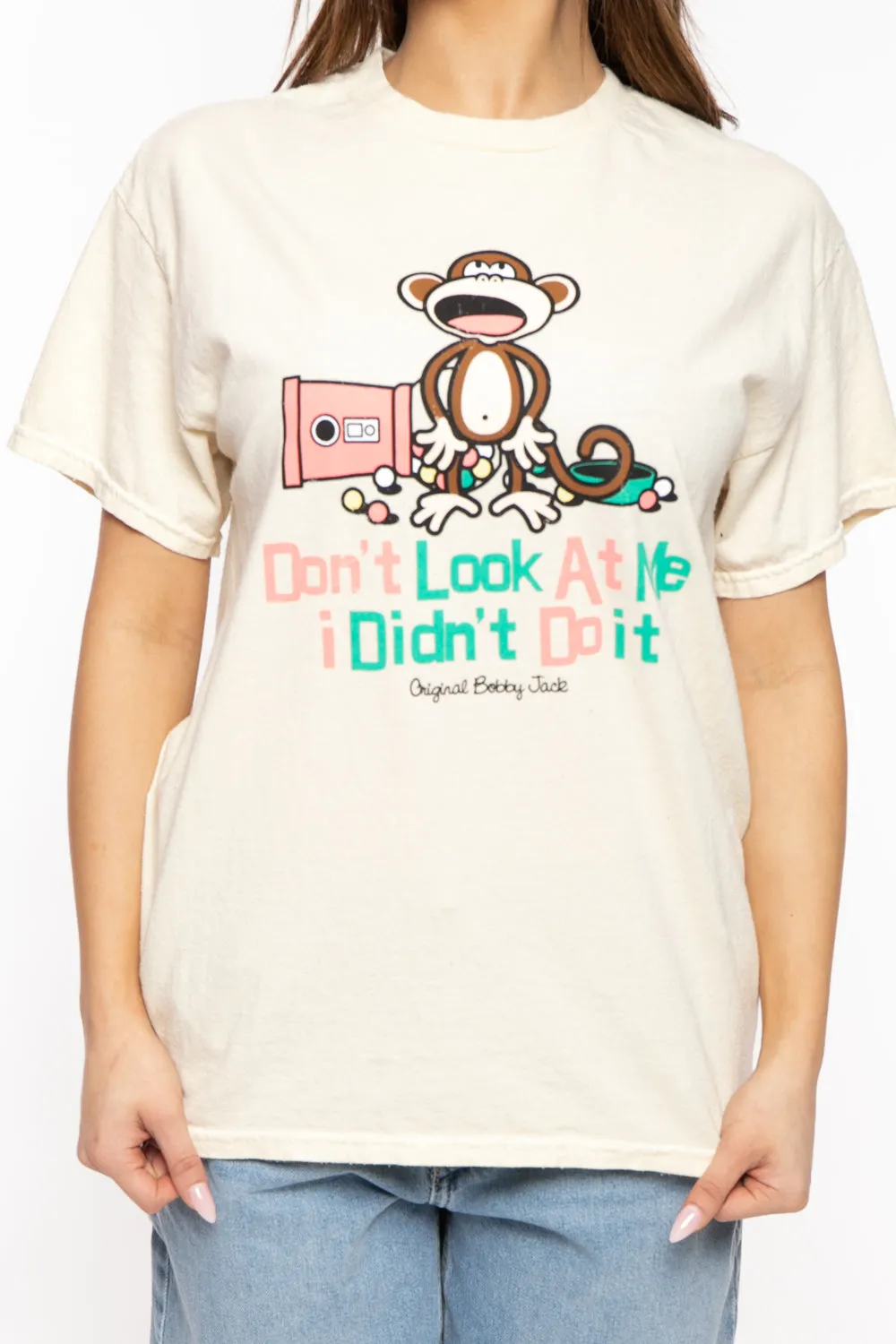 Don't Look At Me - Bobby Jack Garment-Dyed Boyfriend T-Shirt - Beige