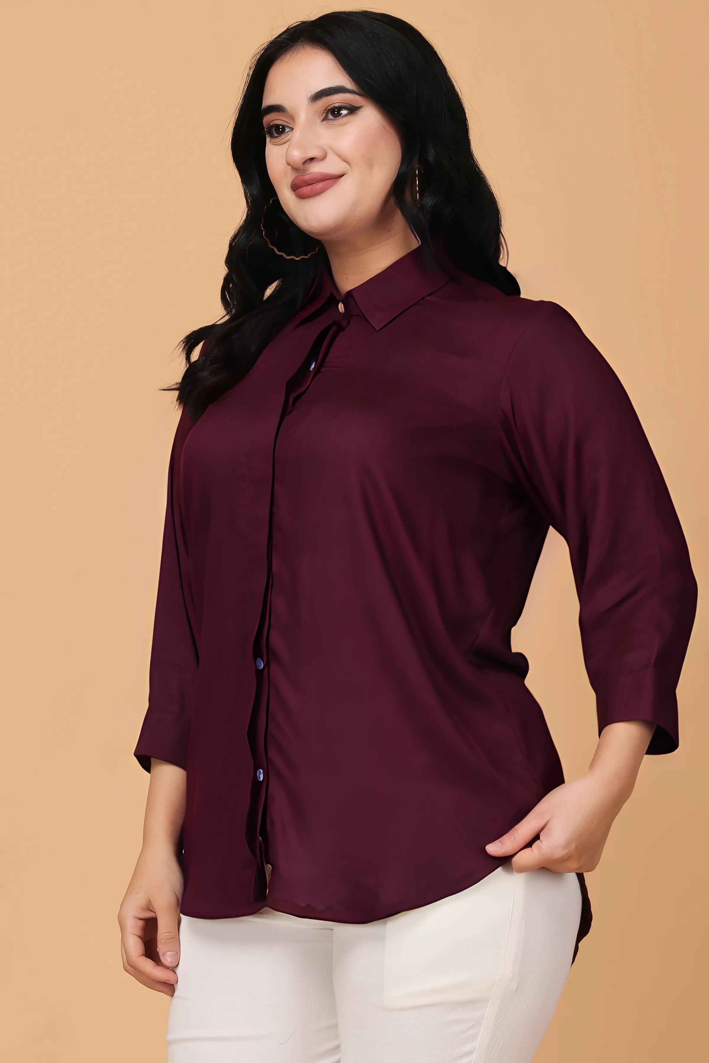 Exotic Wine Solid Rayon Shirt