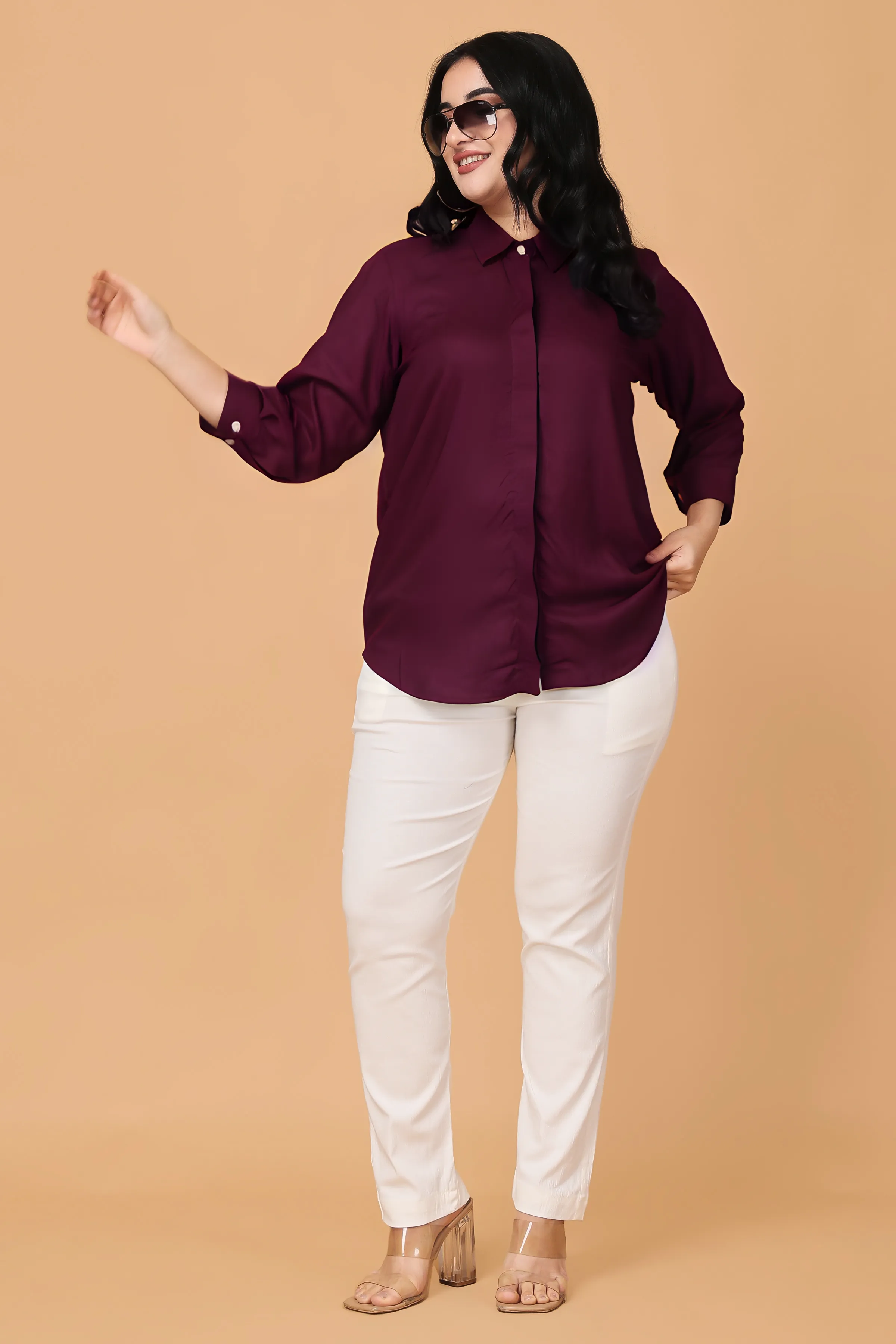 Exotic Wine Solid Rayon Shirt