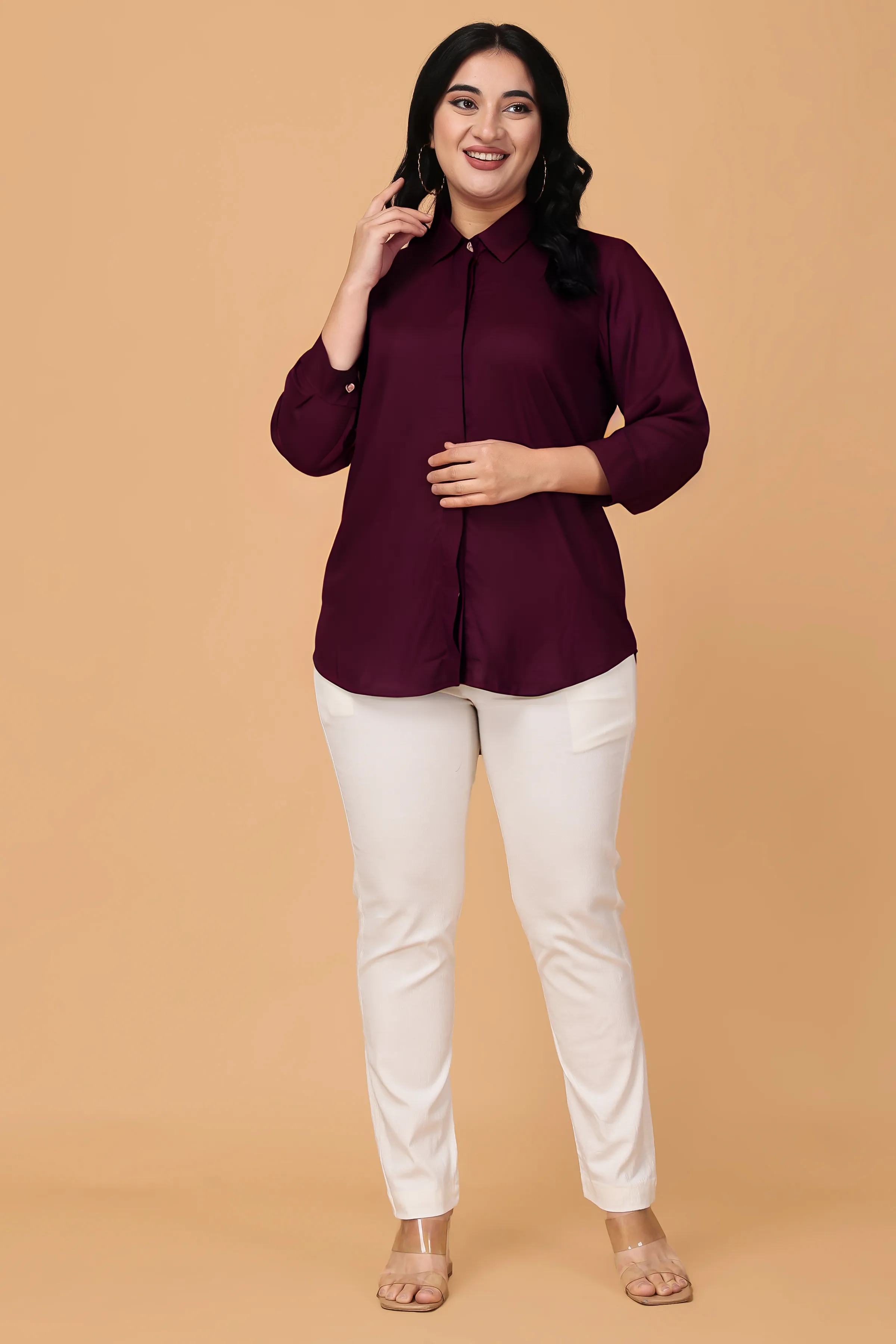 Exotic Wine Solid Rayon Shirt