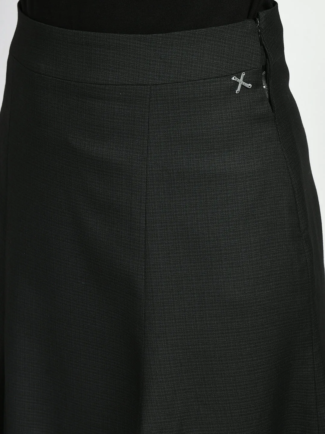 Exude Decisiveness Checked A-line Skirt (Black)