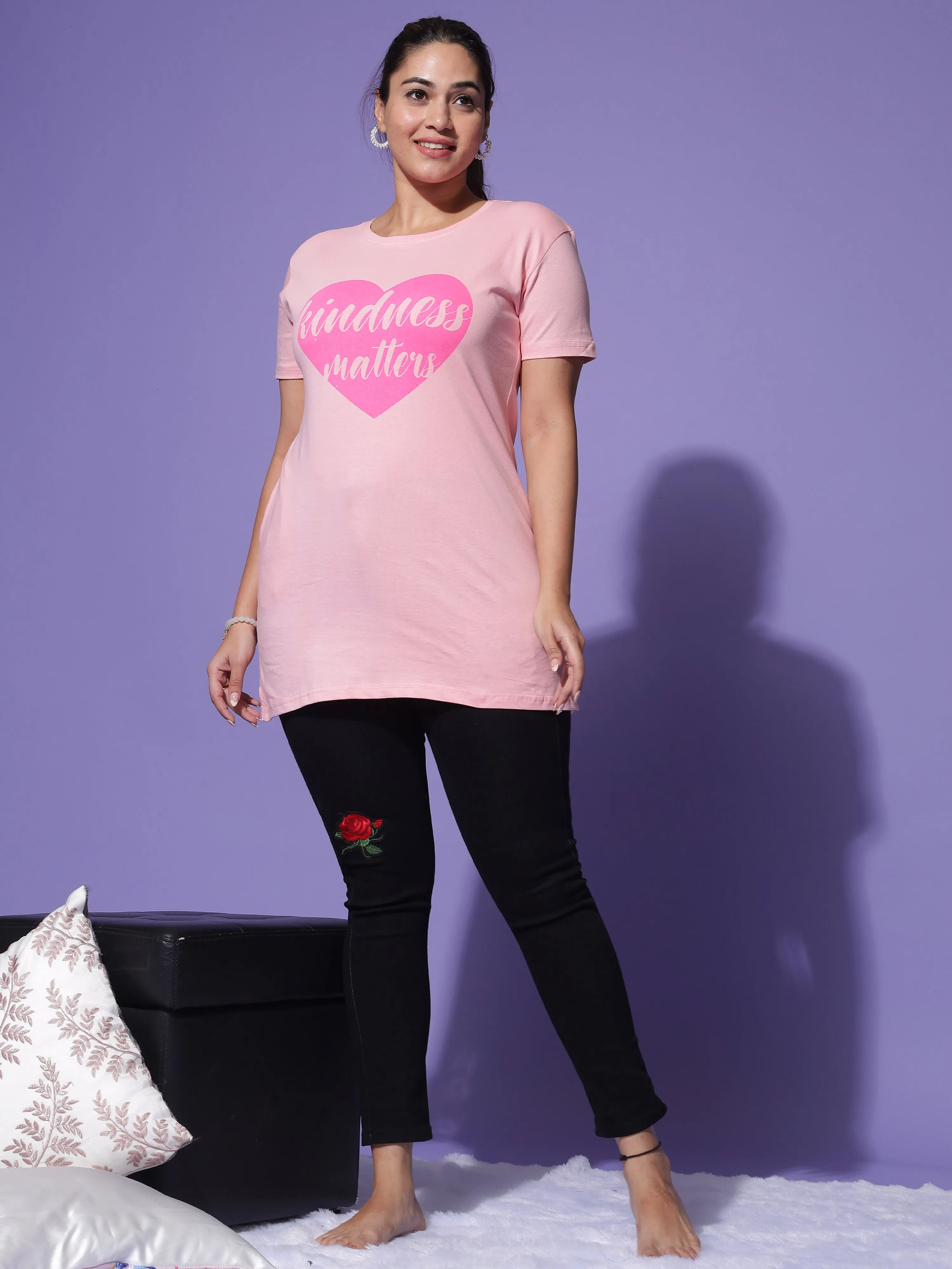 Hosiery Cotton T-shirt with Pockets Baby Pink