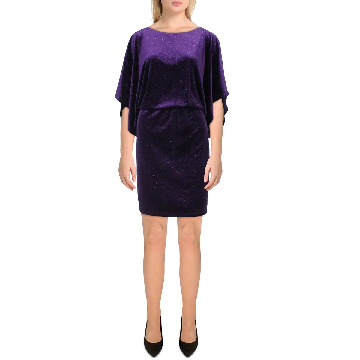 Jessica Howard Womens Velvet Dolman Cocktail and Party Dress