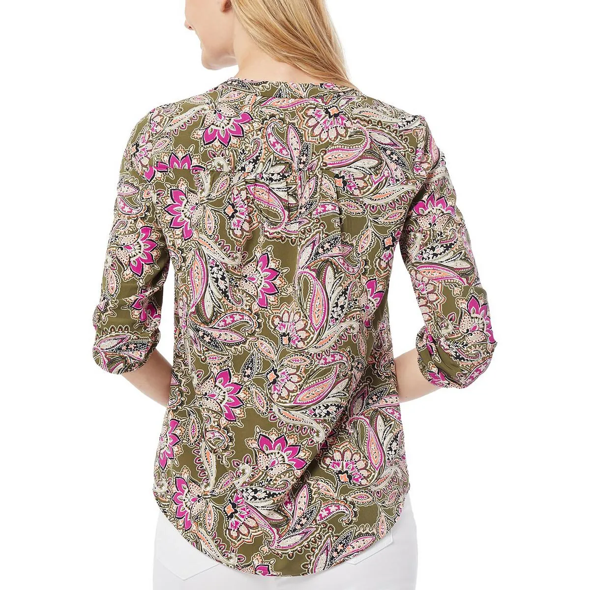 Jones New York Womens Paisley V-Neck Blouse