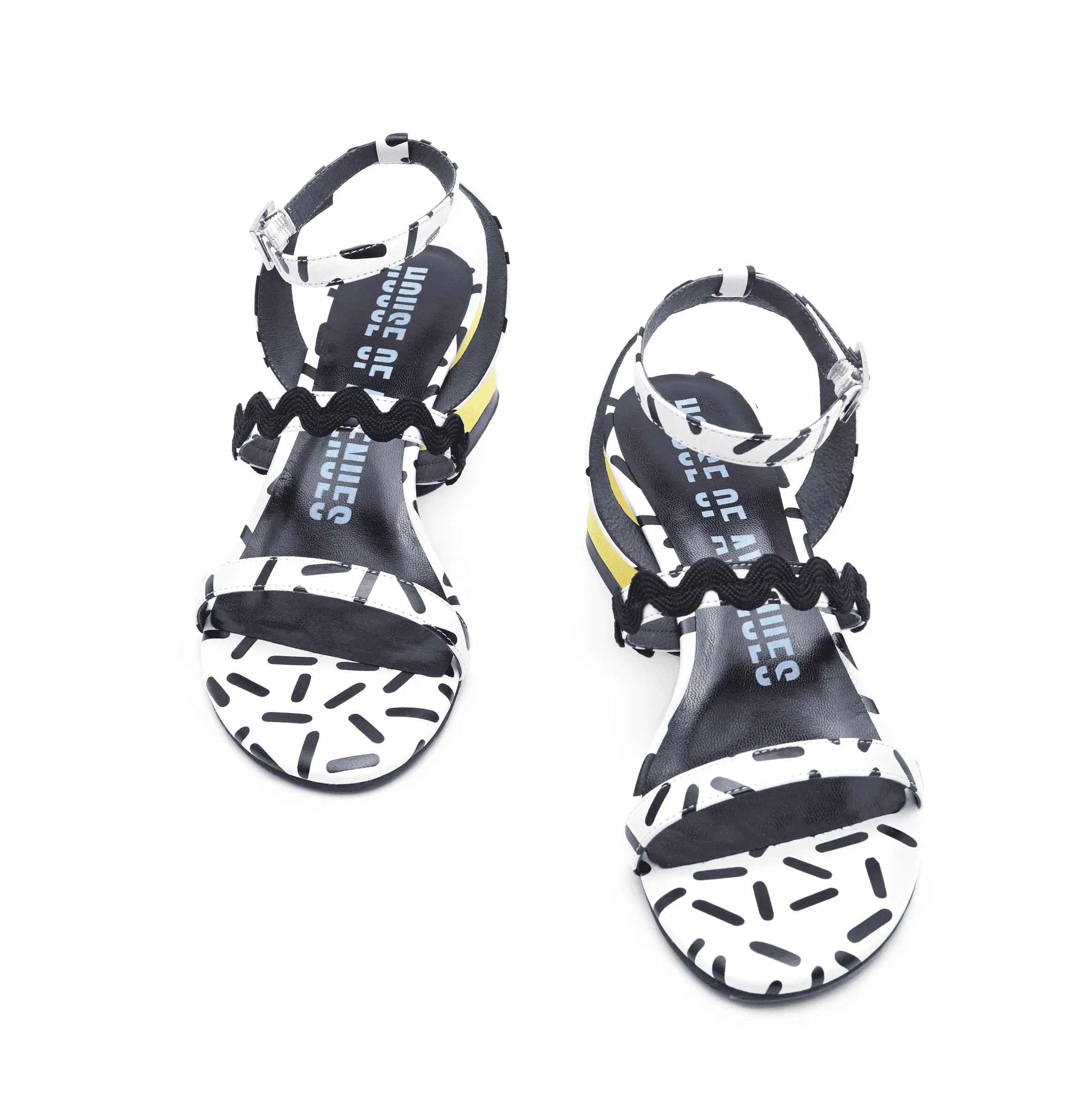 Ladies Overall Printed Heel Sandal 4453 White