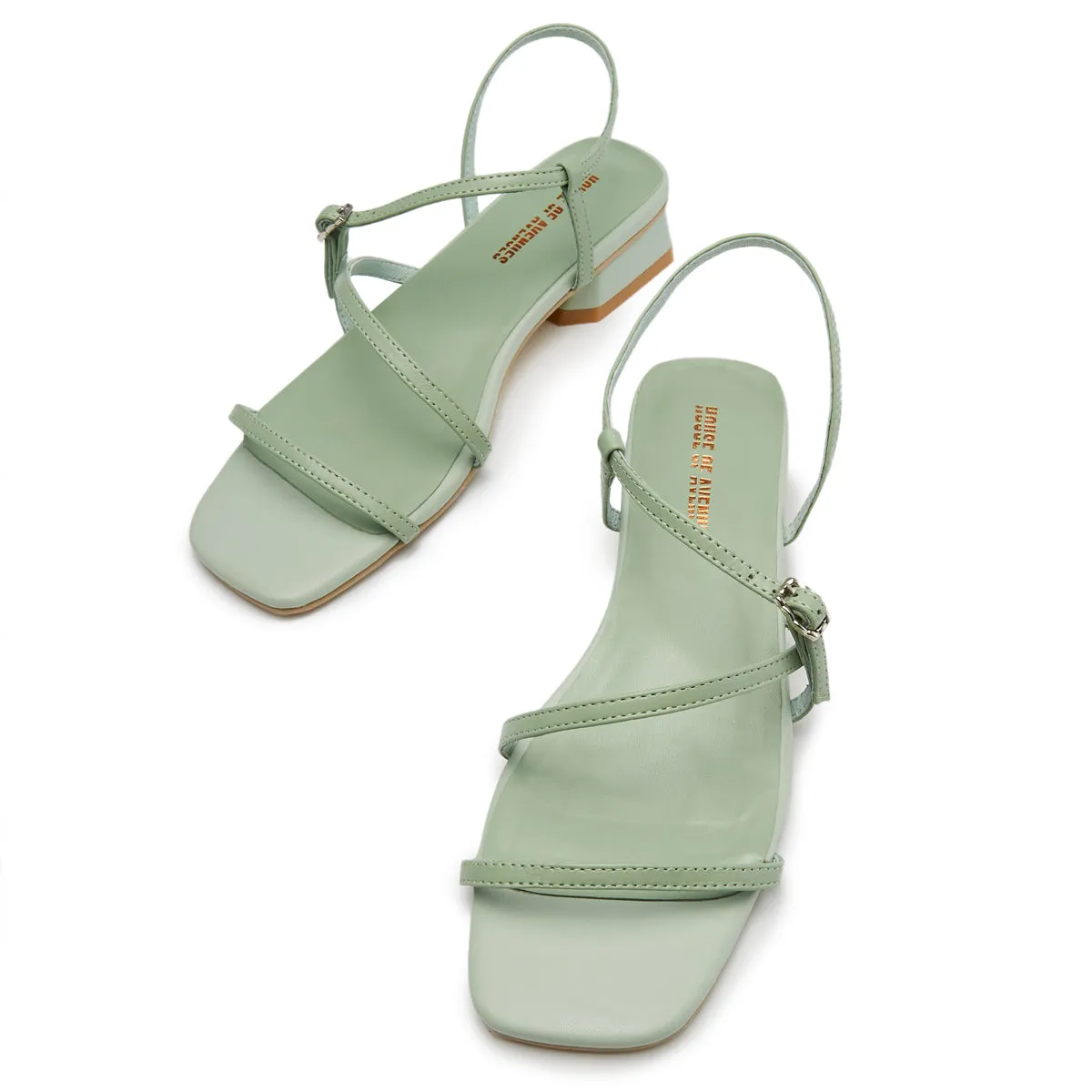 Ladies'  Sheep Skin Strap Flat Sandal 5770 Green