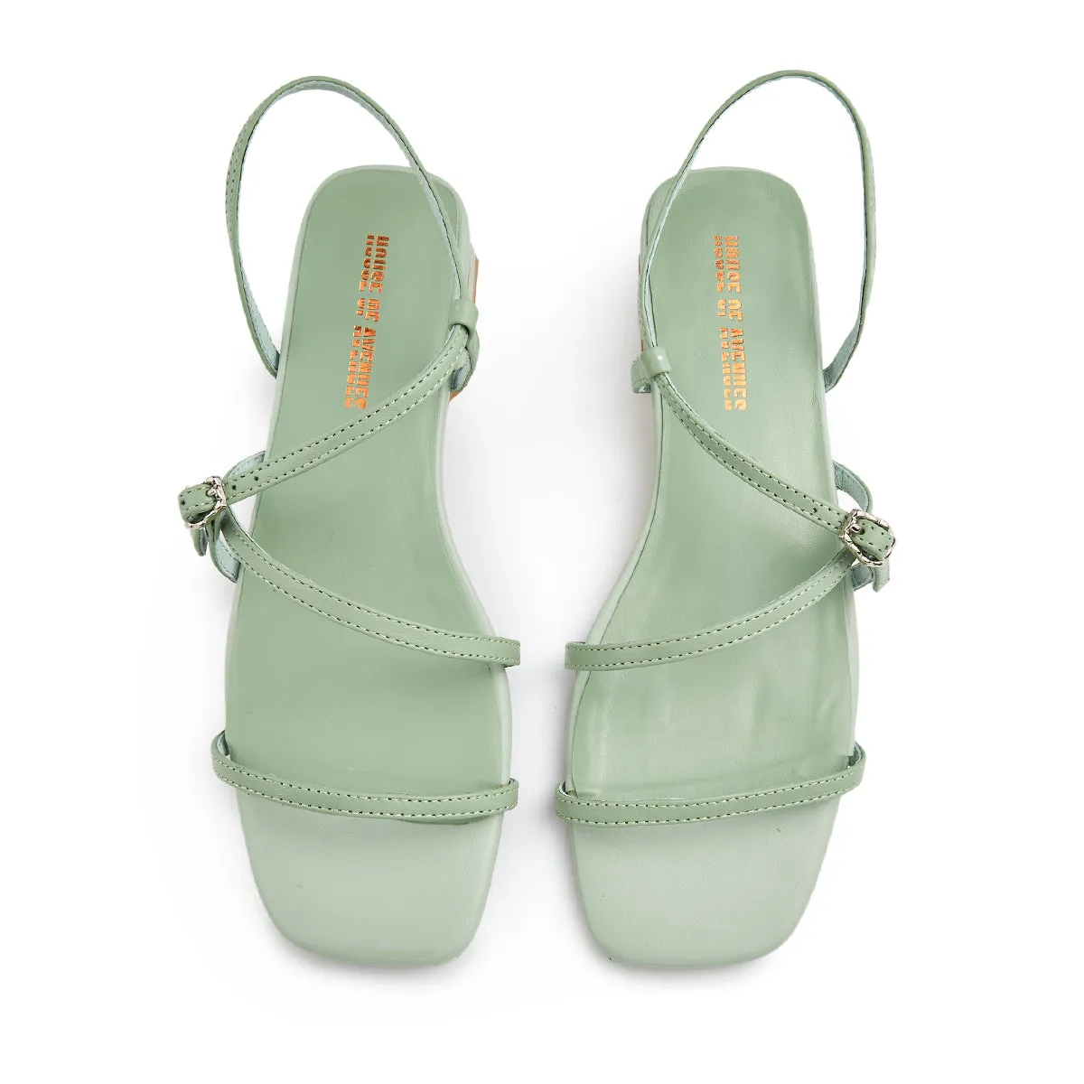 Ladies'  Sheep Skin Strap Flat Sandal 5770 Green