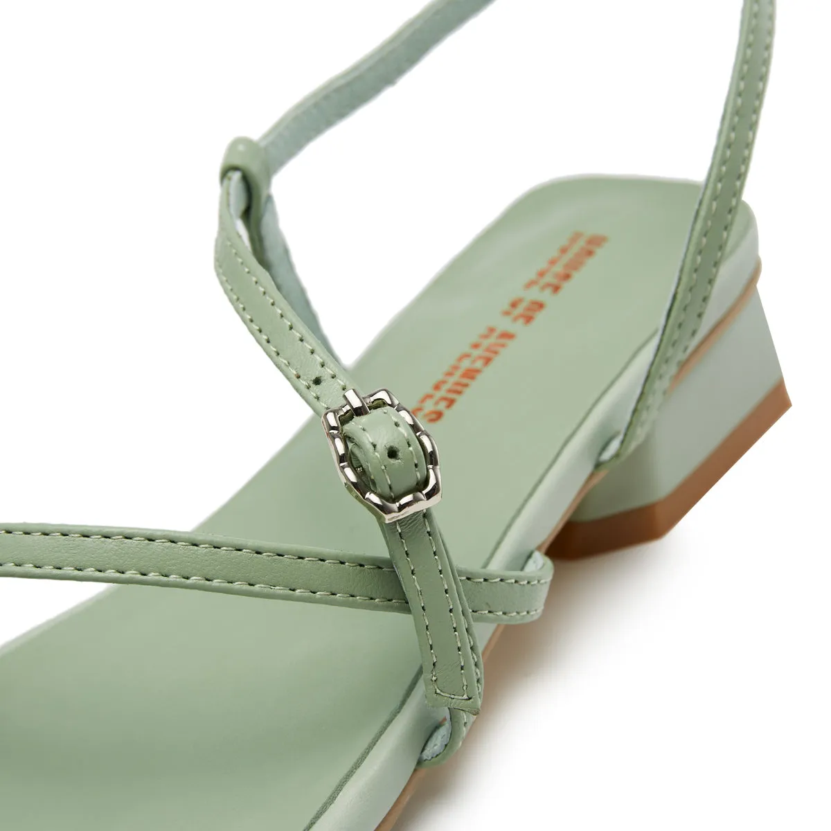 Ladies'  Sheep Skin Strap Flat Sandal 5770 Green