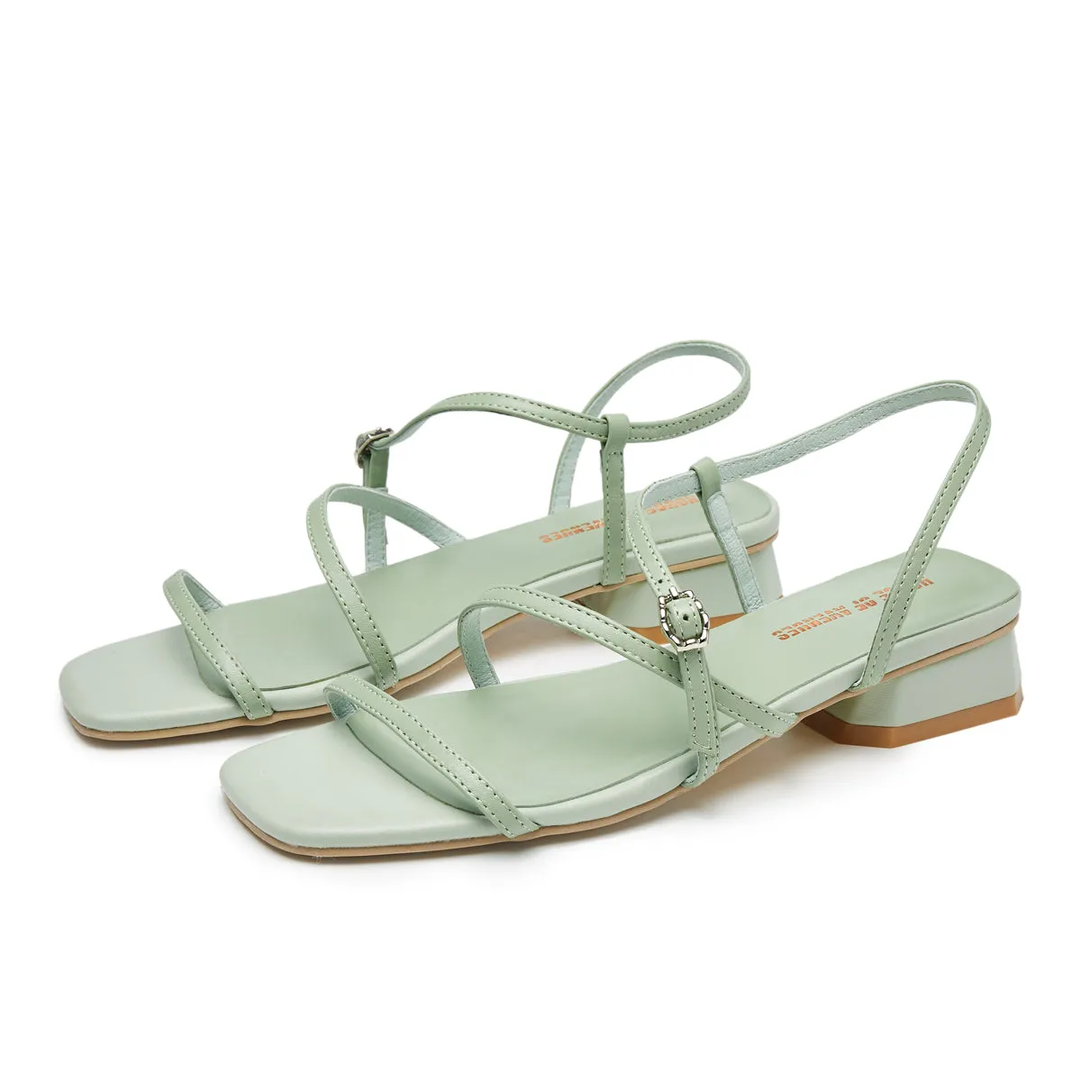 Ladies'  Sheep Skin Strap Flat Sandal 5770 Green