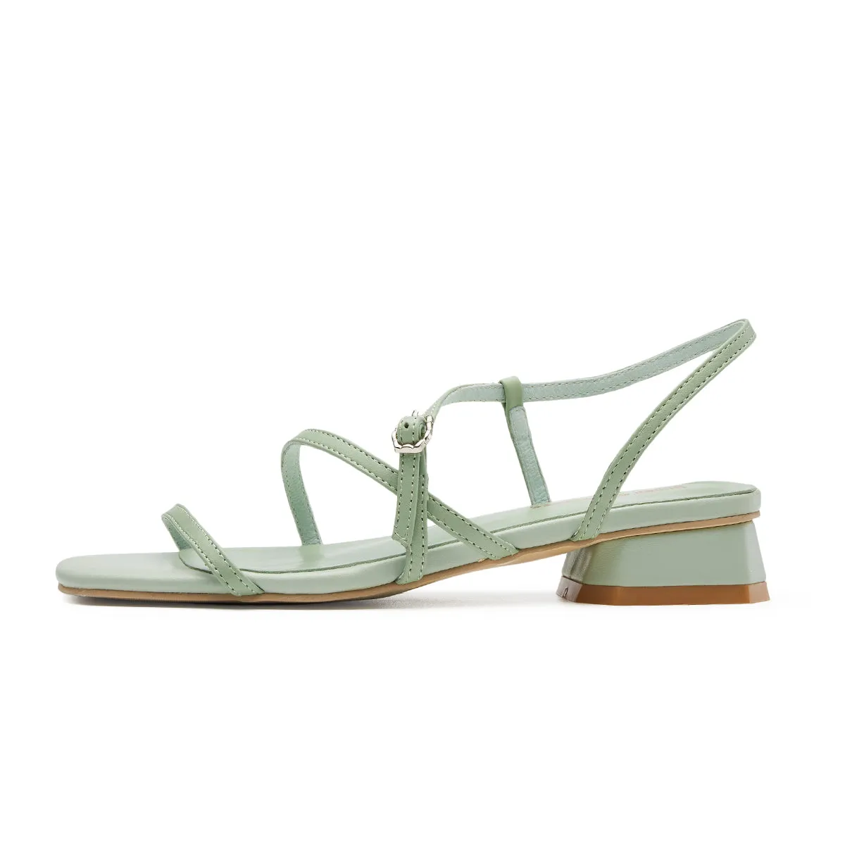 Ladies'  Sheep Skin Strap Flat Sandal 5770 Green