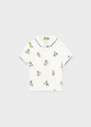 Mayoral Baby Boys White Printed Polo T-Shirt