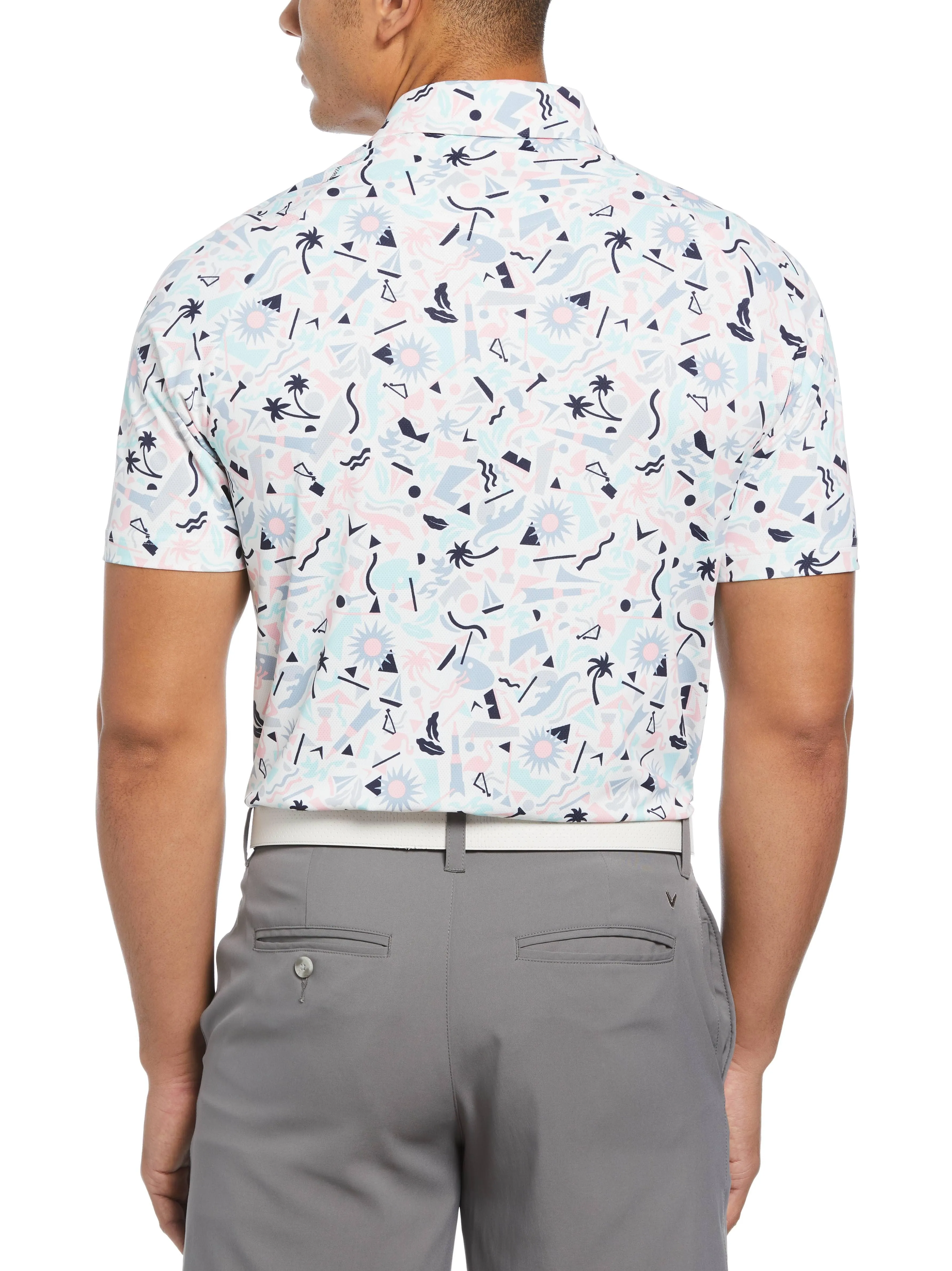 Mens Abstract Florida Novelty Print Golf Polo