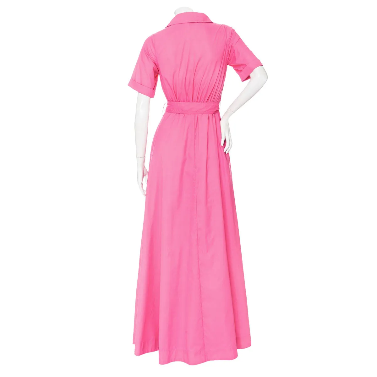 Millie Magenta Nylon Maxi Shirt Dress