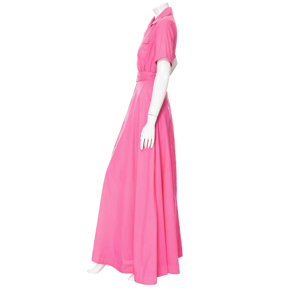 Millie Magenta Nylon Maxi Shirt Dress