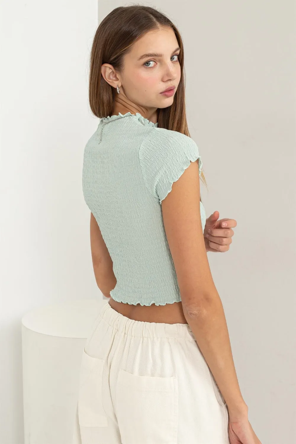 Mint Lettuce Hem Crop Top