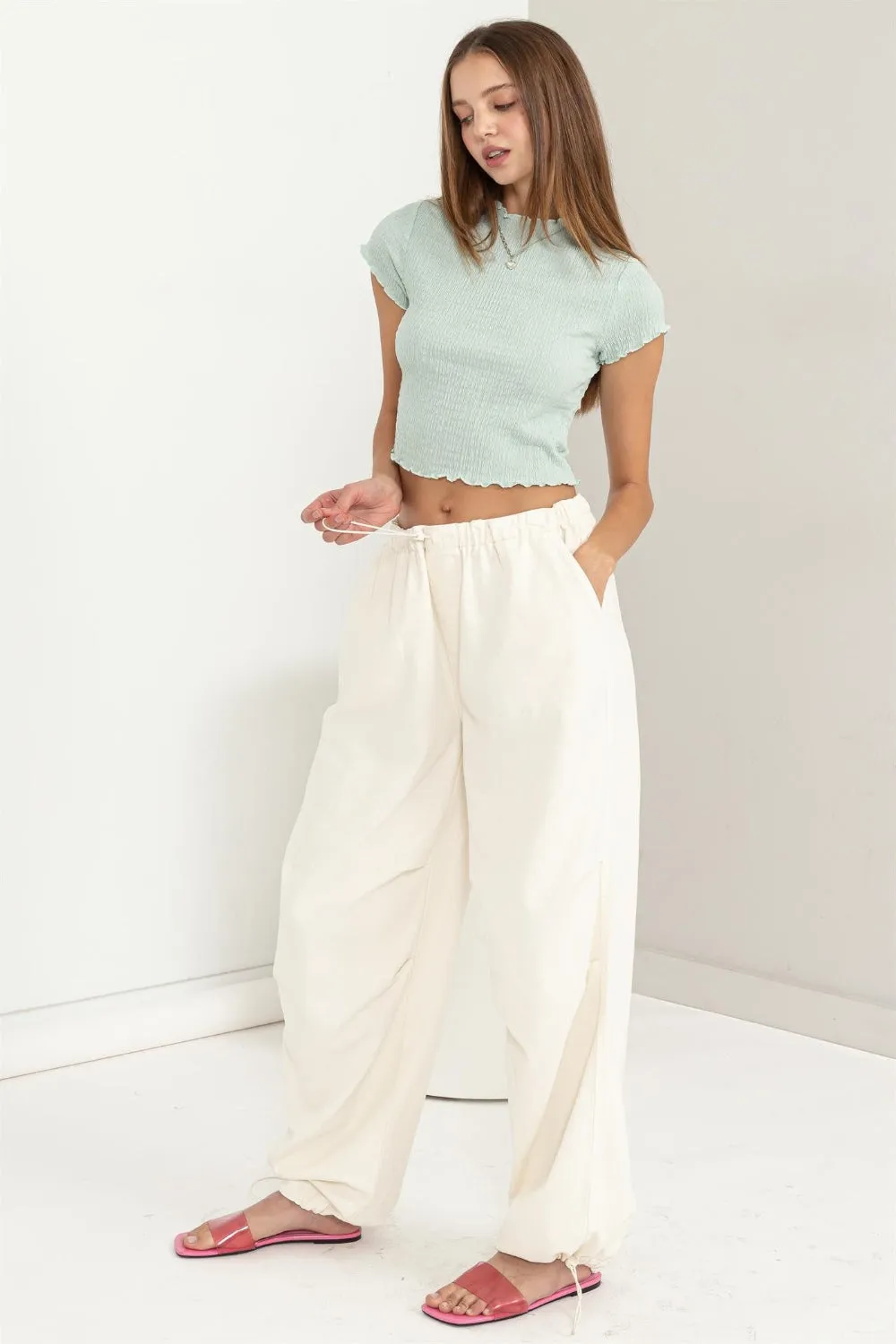 Mint Lettuce Hem Crop Top