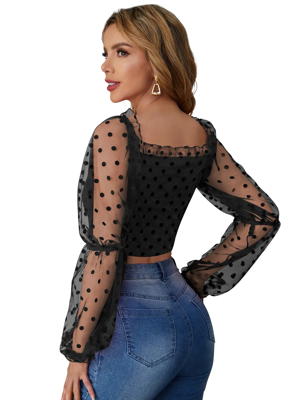 Odette Black Knit Fabric Top For Women