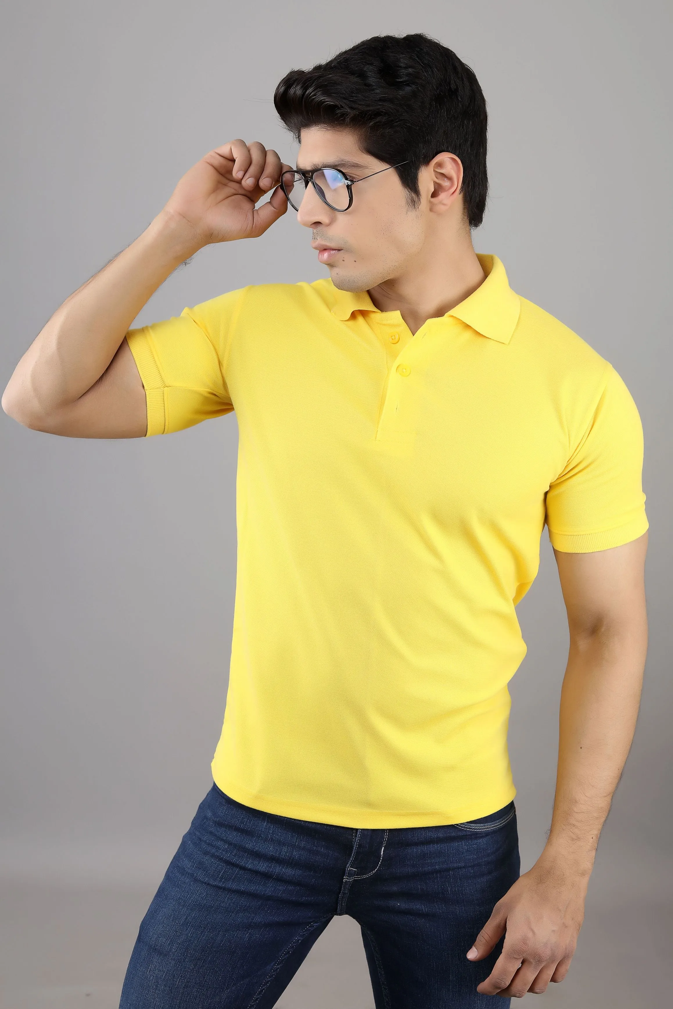 Polo T Shirts - Best Men Lemon Solid Polo Collar T-shirt