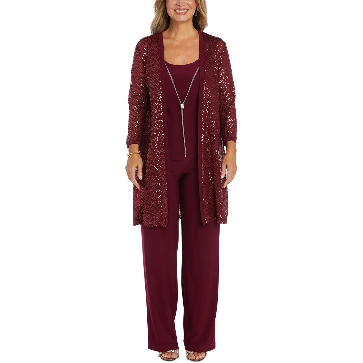 R&M Richards Womens Mesh 4PC Pant Suit