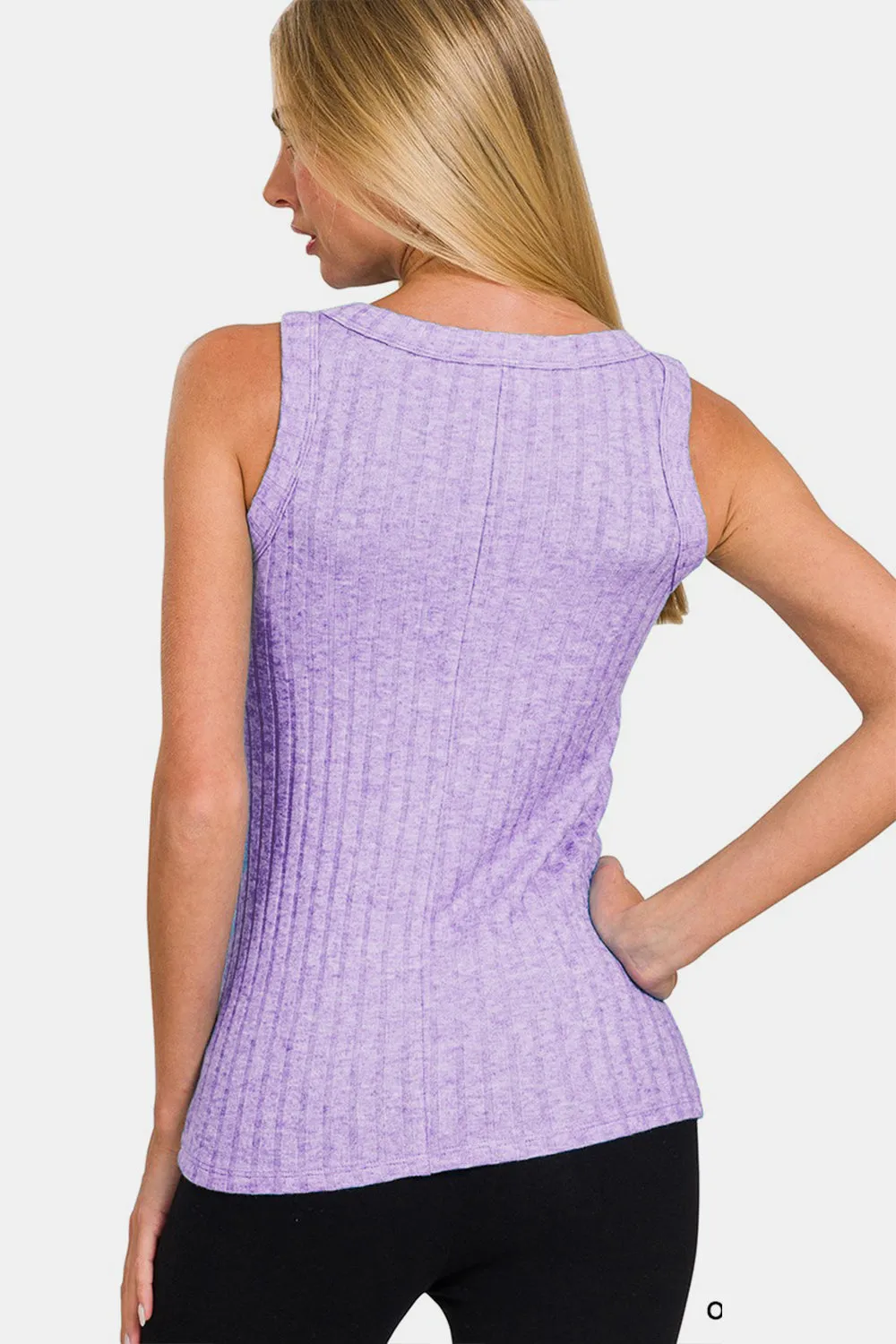 Ribbed Round Neck Tank Lavender