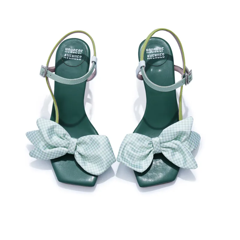 Satin Goldfish Bow Ankle Strap Sandal 5617 Green