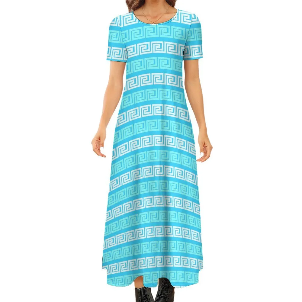 Short Sleeve Round-Neck Long Dress Round neck short sleeve dress