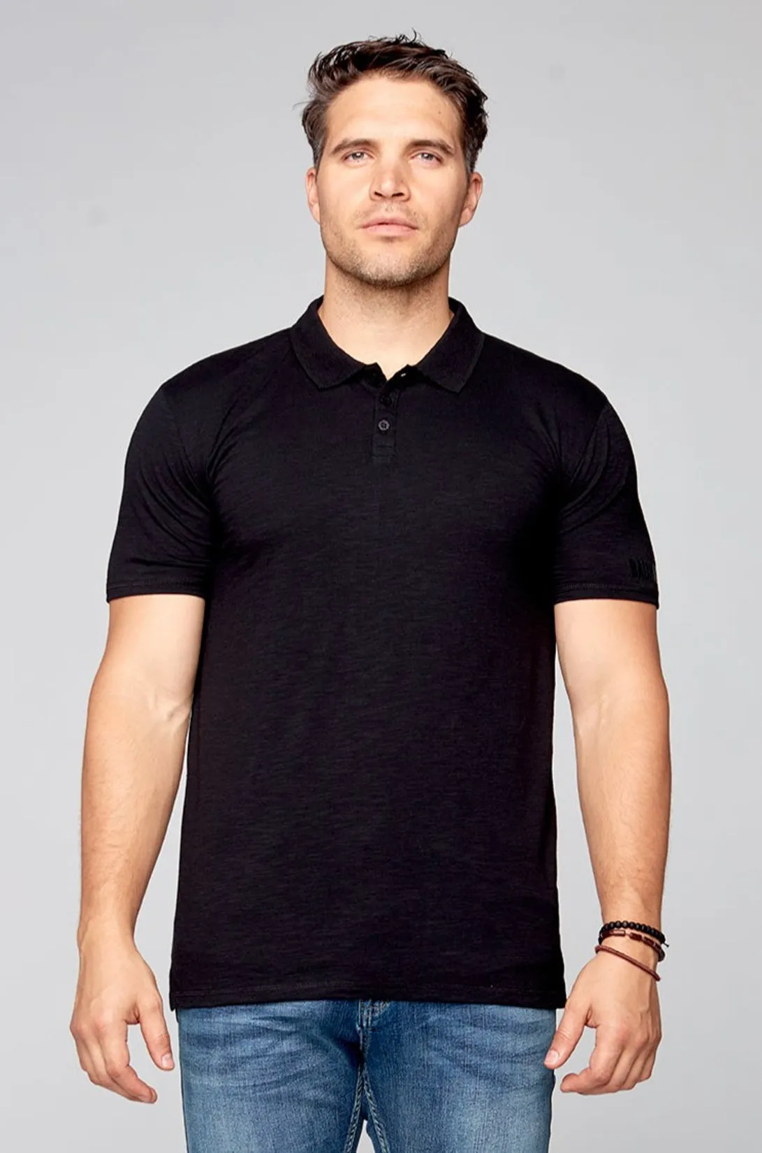 Slub Jersey Polo -  Black