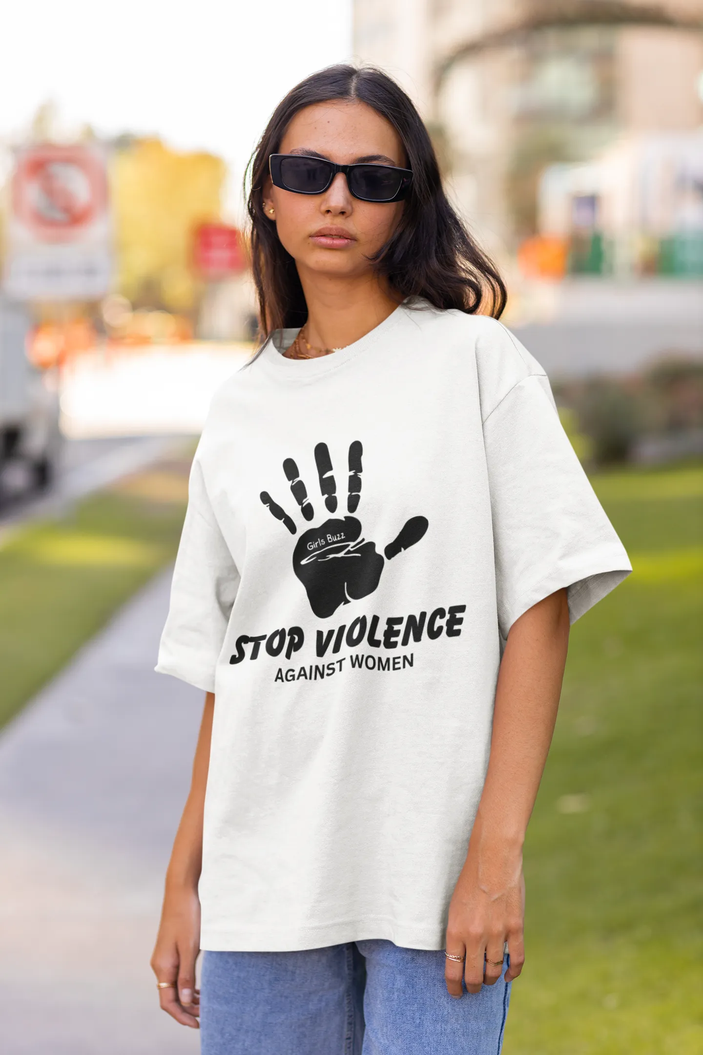 Stop Violence Against Women Oversized Tee