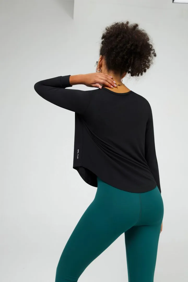 V Notch Neck Long Sleeve Tops