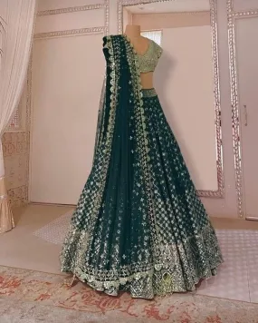 WEDDING-GREEN-GEORGETTE-EMBROIDERED-LEHENGA