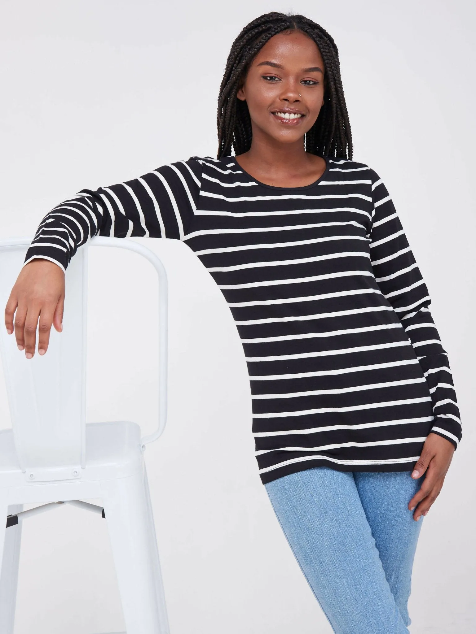 Lamazi Collections Long Sleeved Stripped - Black & White