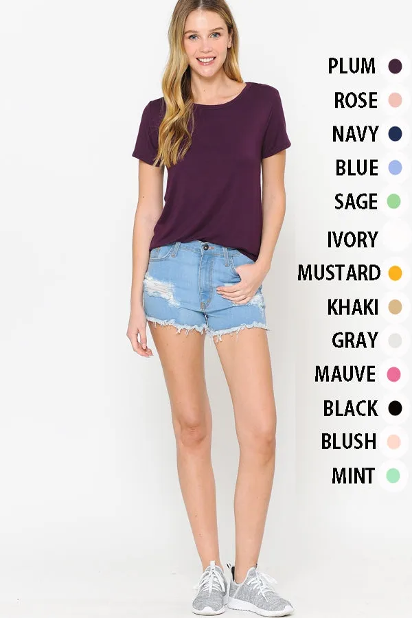 Women's Basic Short Sleeve Round Neck Tee