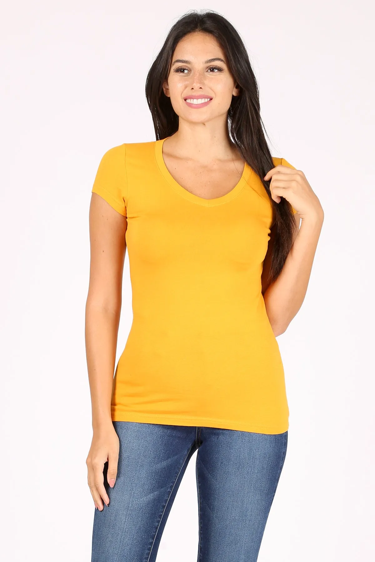 Women's Basic Short Sleeve V Neck Tee